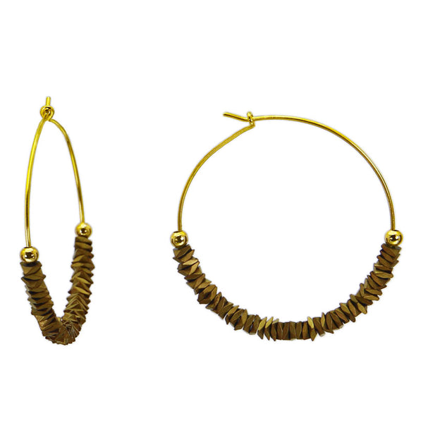 Ohrringe Asoka - Hämatit, 925 Silber vergoldet, handmade