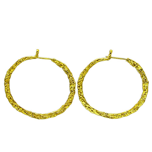 Ohrringe / Creolen, gehämmert, Vintage / Boho, 925 Silber vergoldet