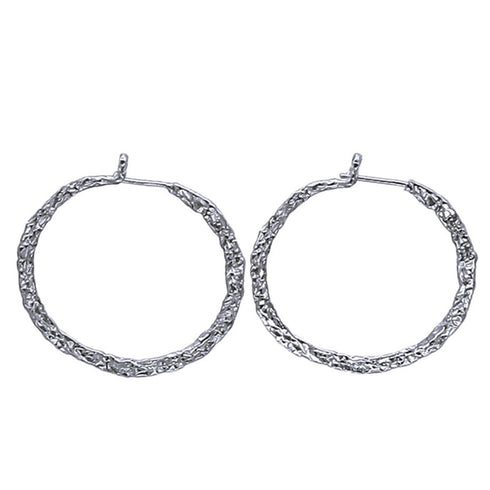 Ohrringe / Creolen, gehämmert, Vintage / Boho, 925 Silber