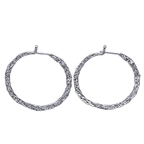 Ohrringe / Creolen, gehämmert, Vintage / Boho, 925 Silber