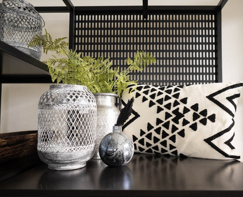 Sofakissen Ethno, Dekokissen schwarz-weiss, 60 x 40 cm