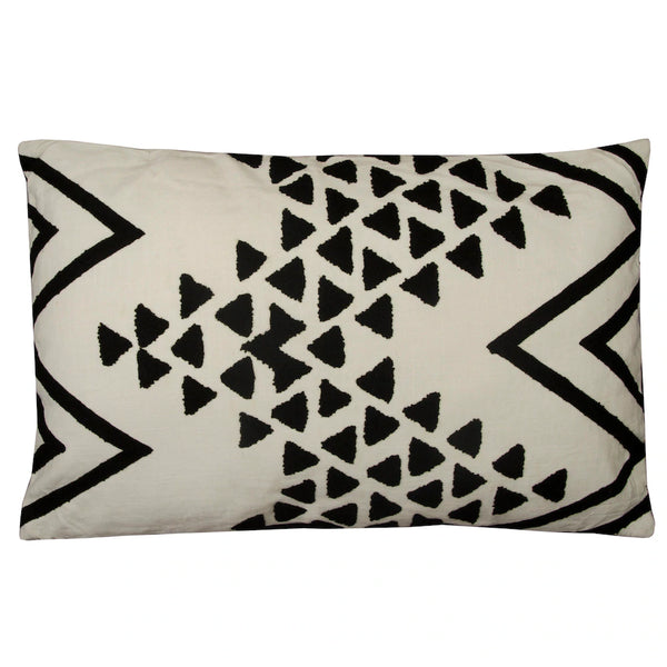 Sofakissen Ethno, Dekokissen schwarz-weiss, 60 x 40 cm