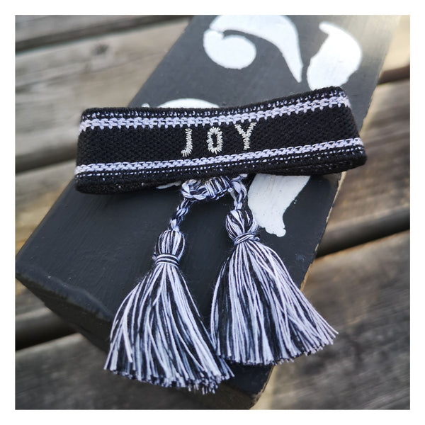 Message Armband JOY, schwarz-silber