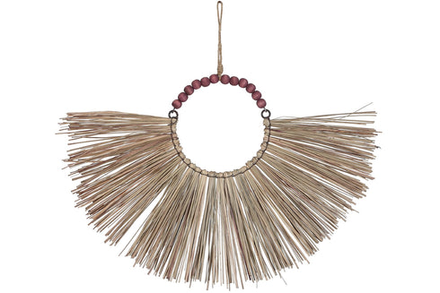 Boho Hängedeko Holzkugeln Halbkreis handmade, natur-terrakotta