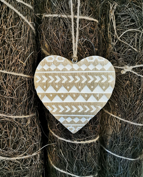 Wanddeko, Dekohänger Herz Aztek Mangoholz