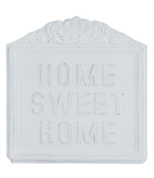 Metallschild, Dekoschild Home Sweet Home, Shabby, weiß