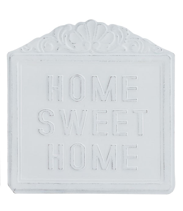 Metallschild, Dekoschild Home Sweet Home, Shabby, weiß