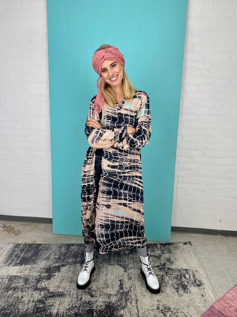 Black Colour Boho Beachkleid Batik, Kaftan-Kleid DIY rosé