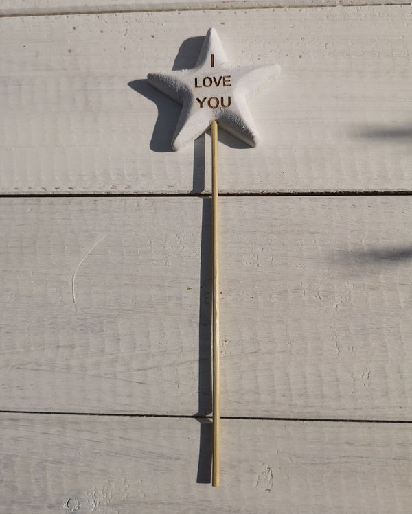 Dekostecker - Holz Stern "I Love you", weiß