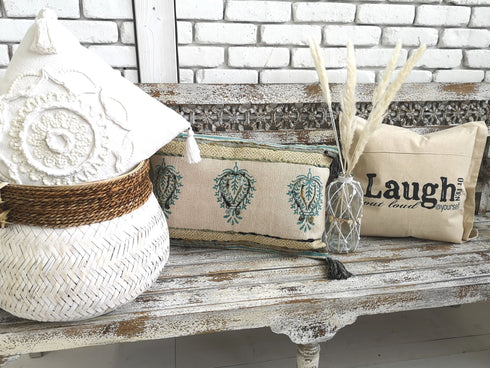 Shabby Chic Kissenbezug Laugh out loud, französischer Landhausstil, 50x50cm