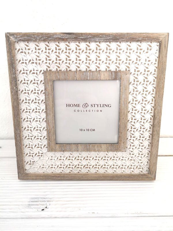 Bilderrahmen 10x10/20x20 vintage white, Natur / MDF, Bildmass 10x10cm