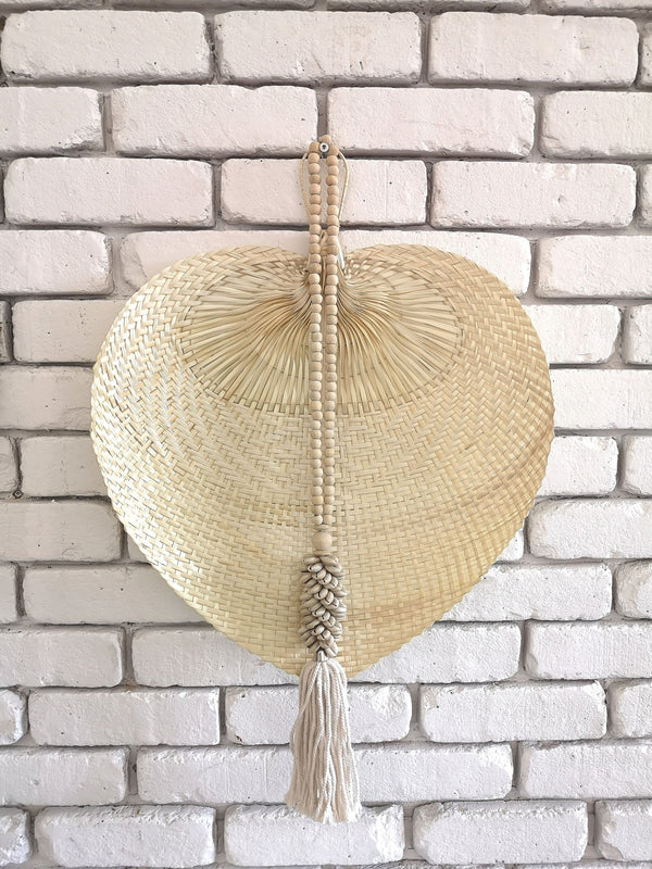 Boho Wanddekoration, Bambus Fächer Asia geflochten, 50x56cm