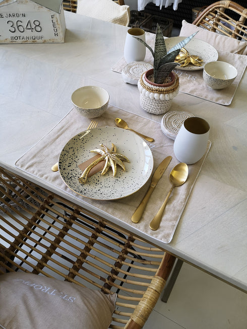 Longdrinkbecher matt, Becher St. Tropez, luxuriöses Wasserglas, weiß-gold