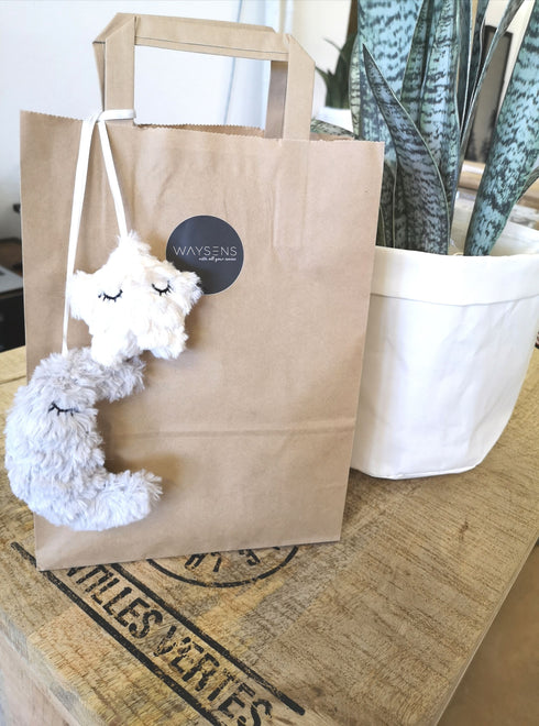 Bloomingville, Mobile Mond, Plüsch Anhänger, grau