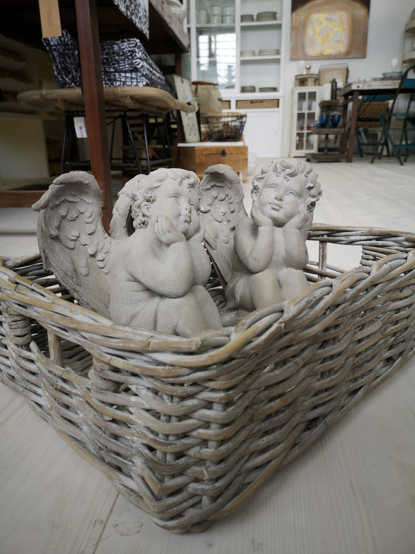 Aufbewahrungskorb, Dekoweidenkorb, Shabby Chic, white washed, 45X36H15CM