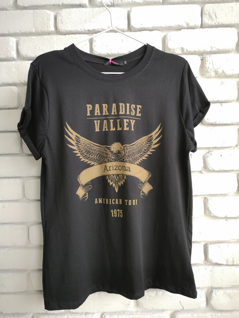 T-Shirt Gipsy Paradise Valley, rolled sleeves, schwarz