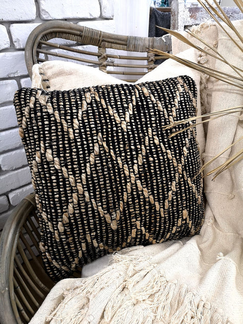 Pomax Dekokissen Ethno, Jute, schwarz-natur, 45x45cm