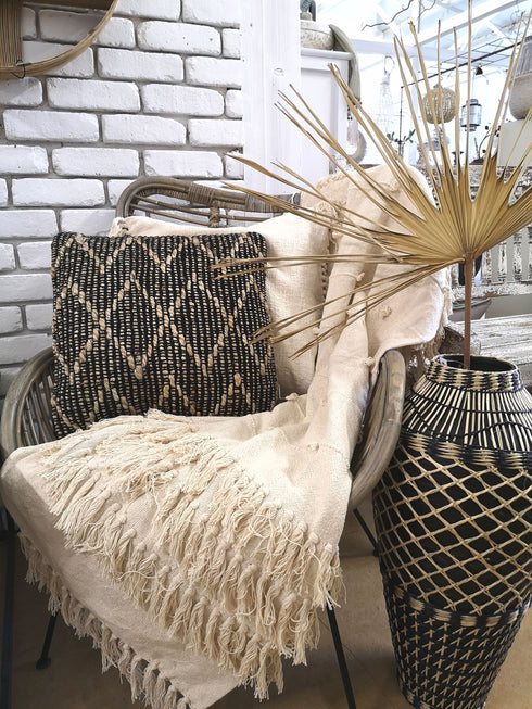 Pomax Dekokissen Ethno, Jute, schwarz-natur, 45x45cm