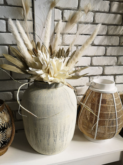 Edle Dekovase Ibiza Luxury, Vintage weiß, H42cm