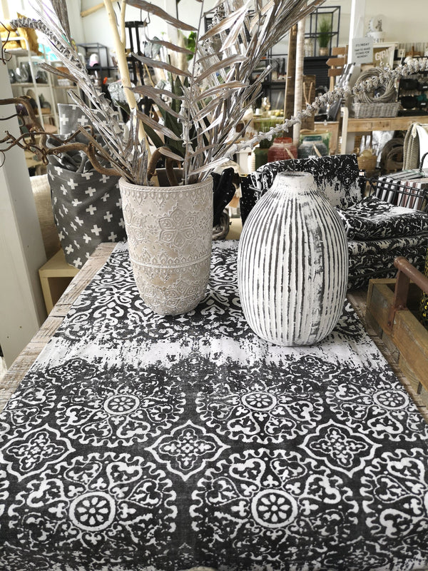 Tischläufer 40x150cm schwarz-weiß, Ethno, Boho Look