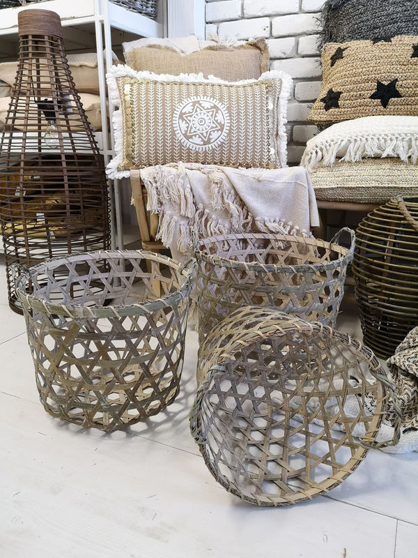 Dekokorb, Aufbewahrungskorb, Bambus, D33cm