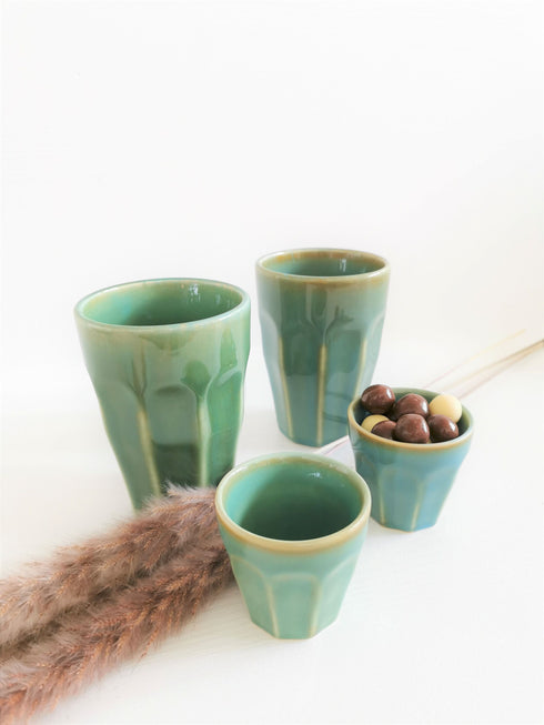 Martimer Keramik Becher, Latte Becher Beach, Kaffeetasse, Mug türkis, groß