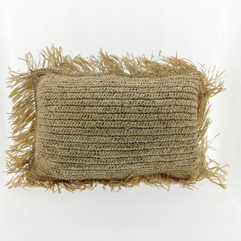 Bastkissen, Boho Kissen mit Fransen 60x40cm