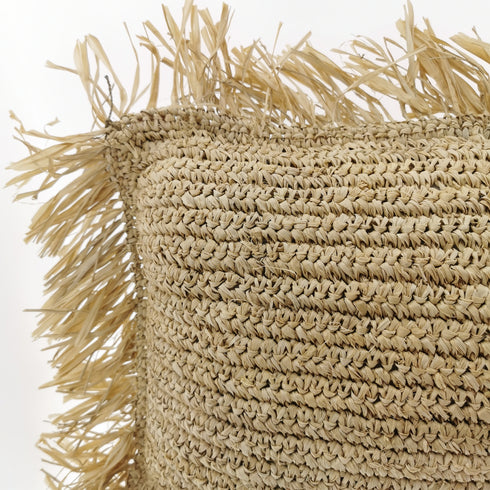Bastkissen, Boho Kissen mit Fransen 60x40cm