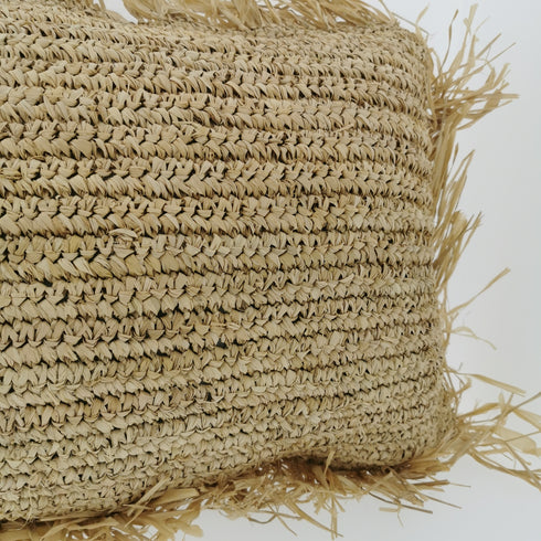 Bastkissen, Boho Kissen mit Fransen 60x40cm