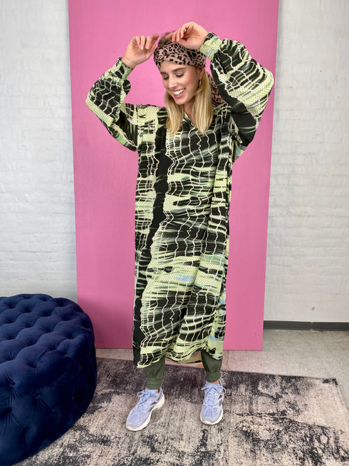 Black Colour Boho Beachkleid Batik, Kaftan-Kleid DIY grün