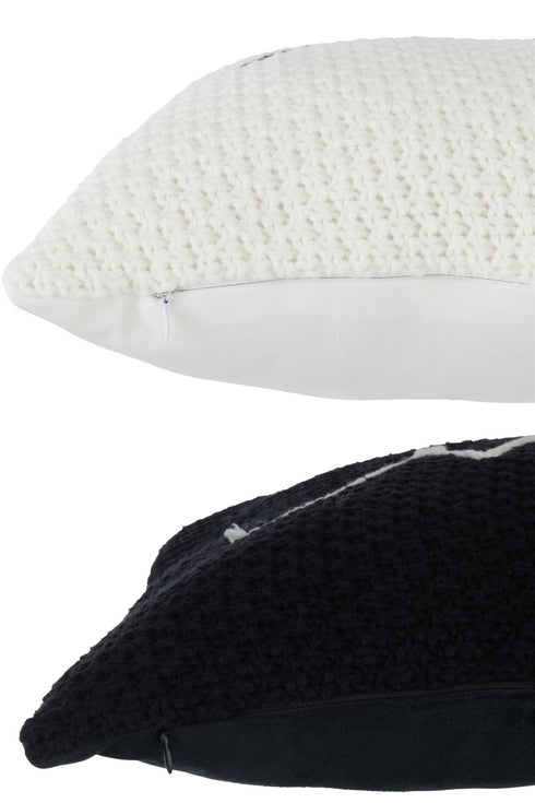 J-Line Dekokissen Maison Strickoptik schwarz und weiss sortiert, 40x60cm