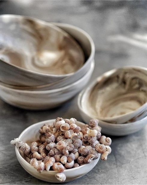 Bazar Bizar Keramik Schale, Obstschale, Dekoschale creme, D16cm