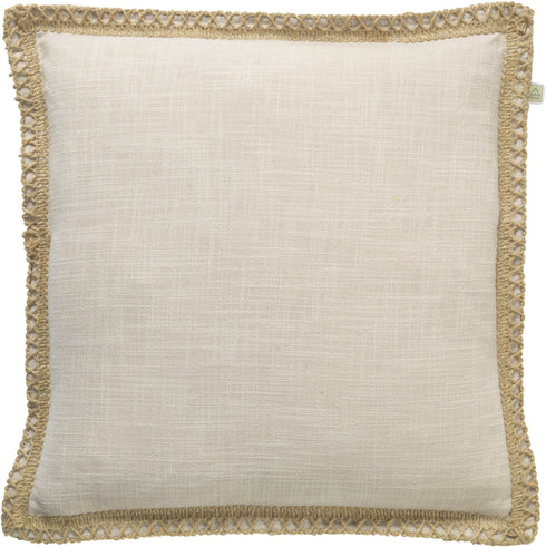 Dekokissen Boho Vintage mit Bordüre, beige 45x45cm
