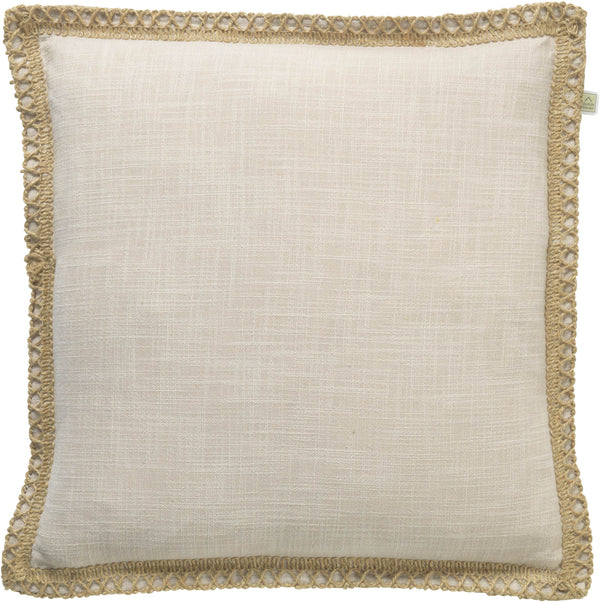 Dekokissen Boho Vintage mit Bordüre, beige 45x45cm
