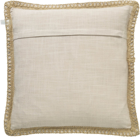 Dekokissen Boho Vintage mit Bordüre, beige 45x45cm