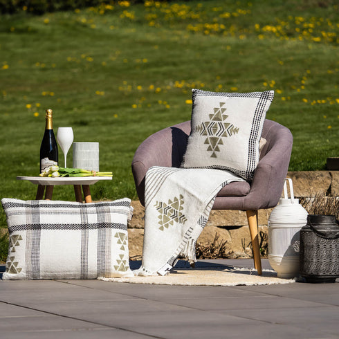 Liv Interior Ethno Outdoorkissen, Dekokissen Garten Aztek, 45x45cm, -PET-recycling, SECONDLOVE