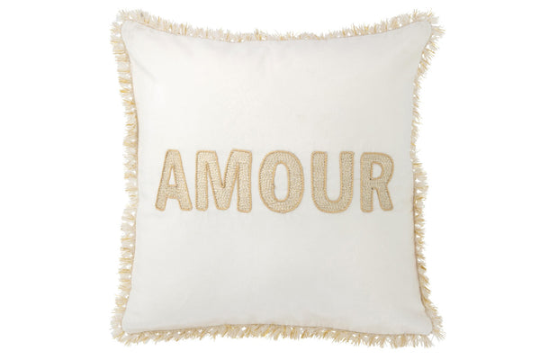 J-Line Dekokissen Luxury AMOUR weiß-gold, 45x45cm