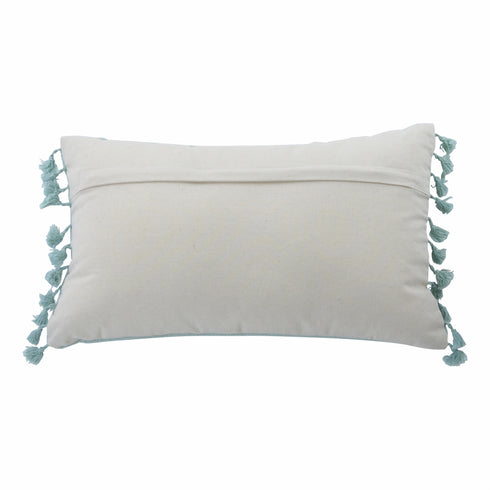 Goround Interior Dekokissen Ethno bestickt, Baumwolle 30x50cm, aqua blau