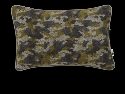 Hochwertiges Dekokissen Wolle, camouflage grün-grau-schwarz, 35x55cm