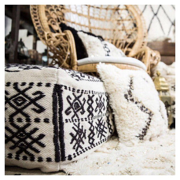 Kokon Boho Kissenhülle Wolle mit Pailetten 45x45, creme