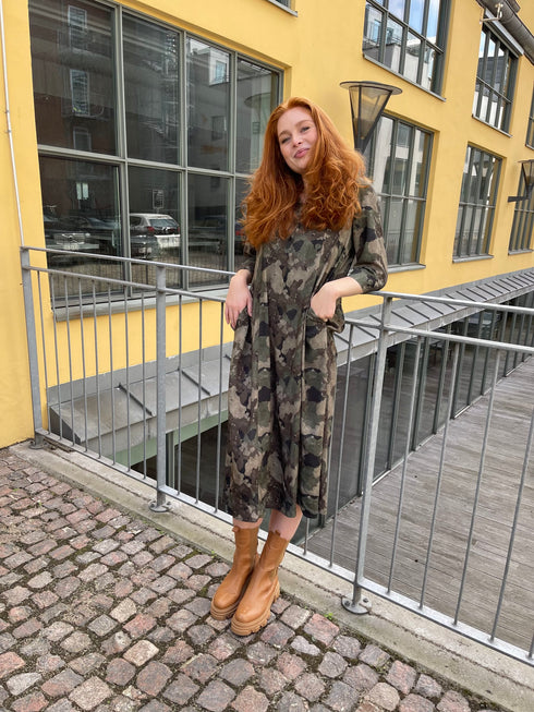 Black Colour Boho Kleid, Longdress, Hippiekleid camouflage