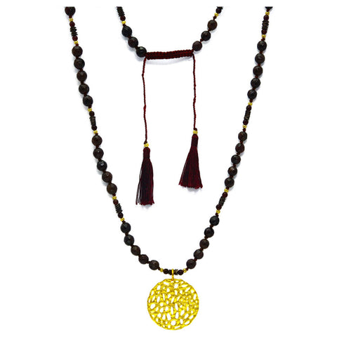 Kette Drako, Hämatit, Achat violett, 925 Silber vergoldet, handmade, Boho