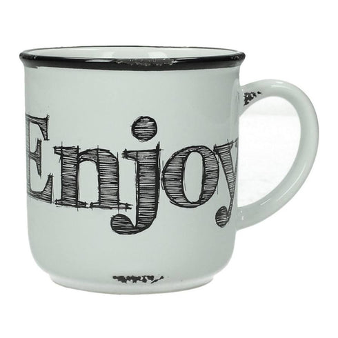 Hippe Kaffeetasse "ENJOY", Kaffeebecher, Vintage Look