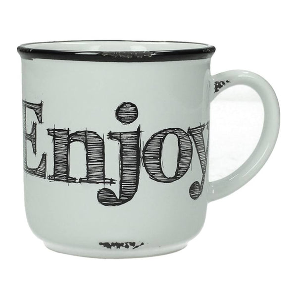 Hippe Kaffeetasse "ENJOY", Kaffeebecher, Vintage Look