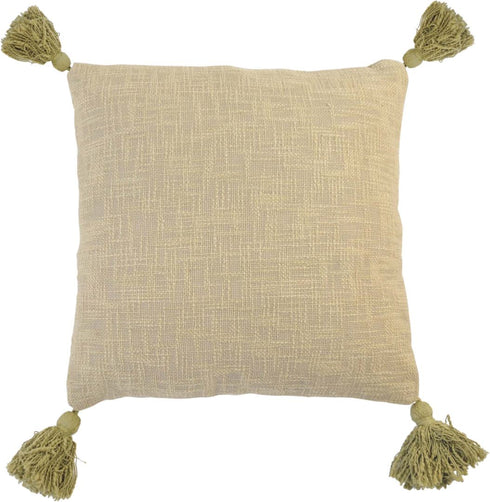 Dekokissen mit Quasten, Boho Kissen 45x45cm beige