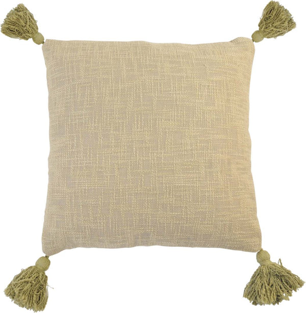 Dekokissen mit Quasten, Boho Kissen 45x45cm beige