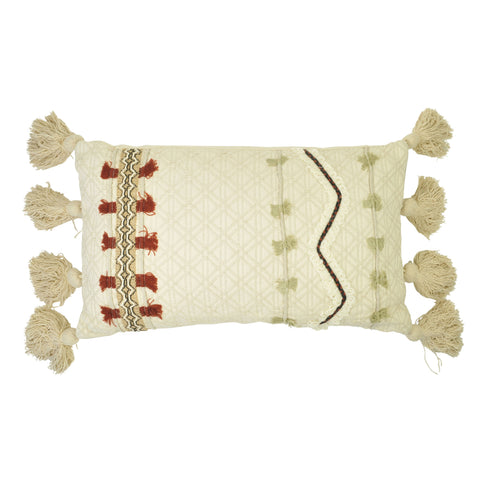 Goround Interior Dekokissen Ethno bestickt, Baumwolle 35x60cm, beige