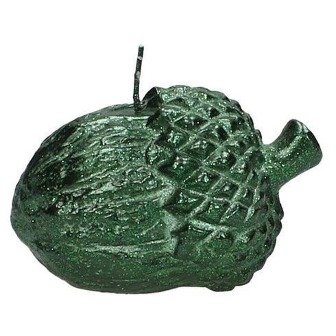 Dekokerze Eichel Herbst-Winter, glitter green