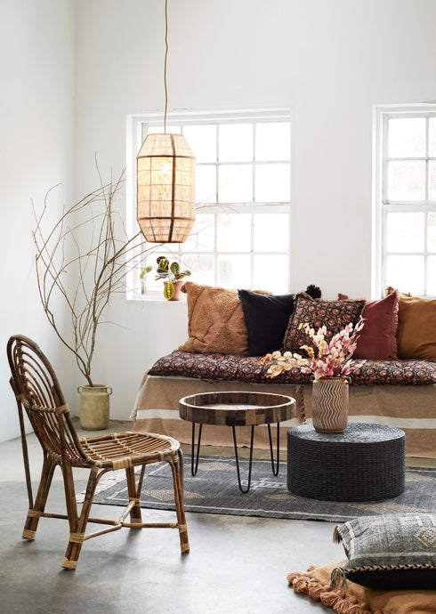 Madam Stoltz Plaid, Boho-Decke recycling cotton sand-natur, 125x150cm, SECONDLOVE