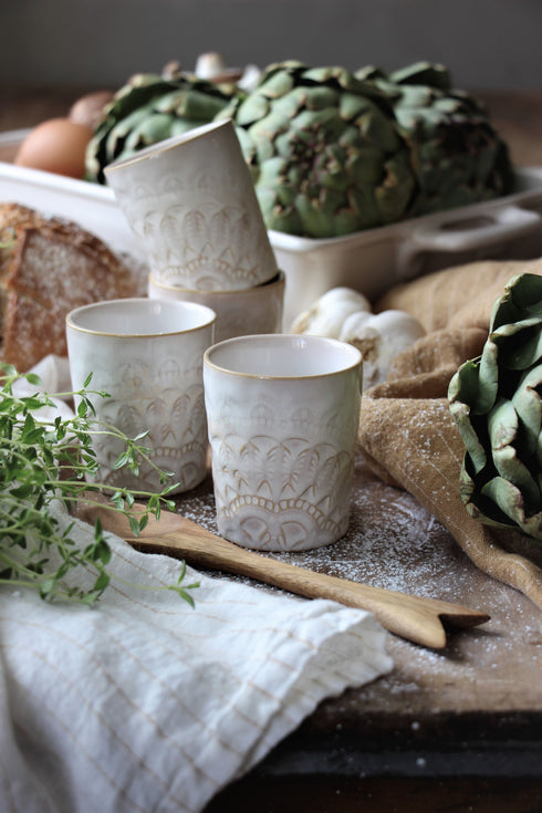 Majas Cottage Boho Mini Becher Happiness, Espresso Tasse Mandala, Vintage weiß